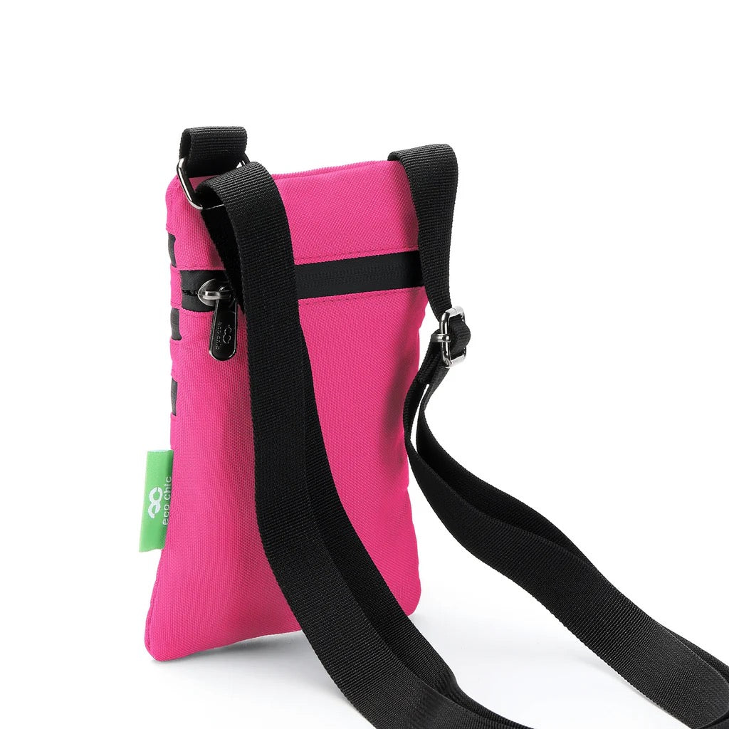 Eco Chic Recycled Phone Canvas Crossbody Bag - Fuchsia Pink