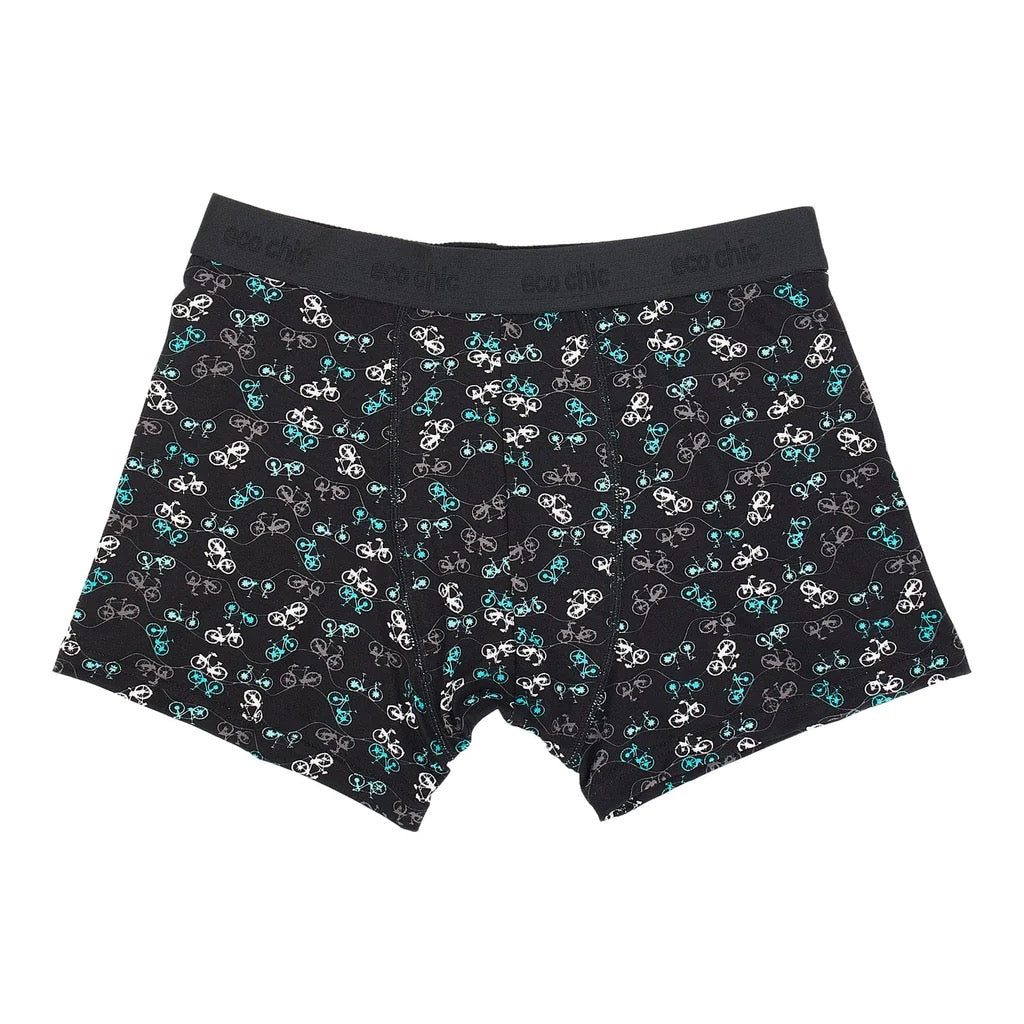 Eco Chic MENS Bamboo Boxers - Bikes - Black