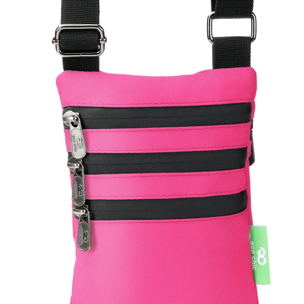 Eco Chic Recycled Phone Canvas Crossbody Bag - Fuchsia Pink