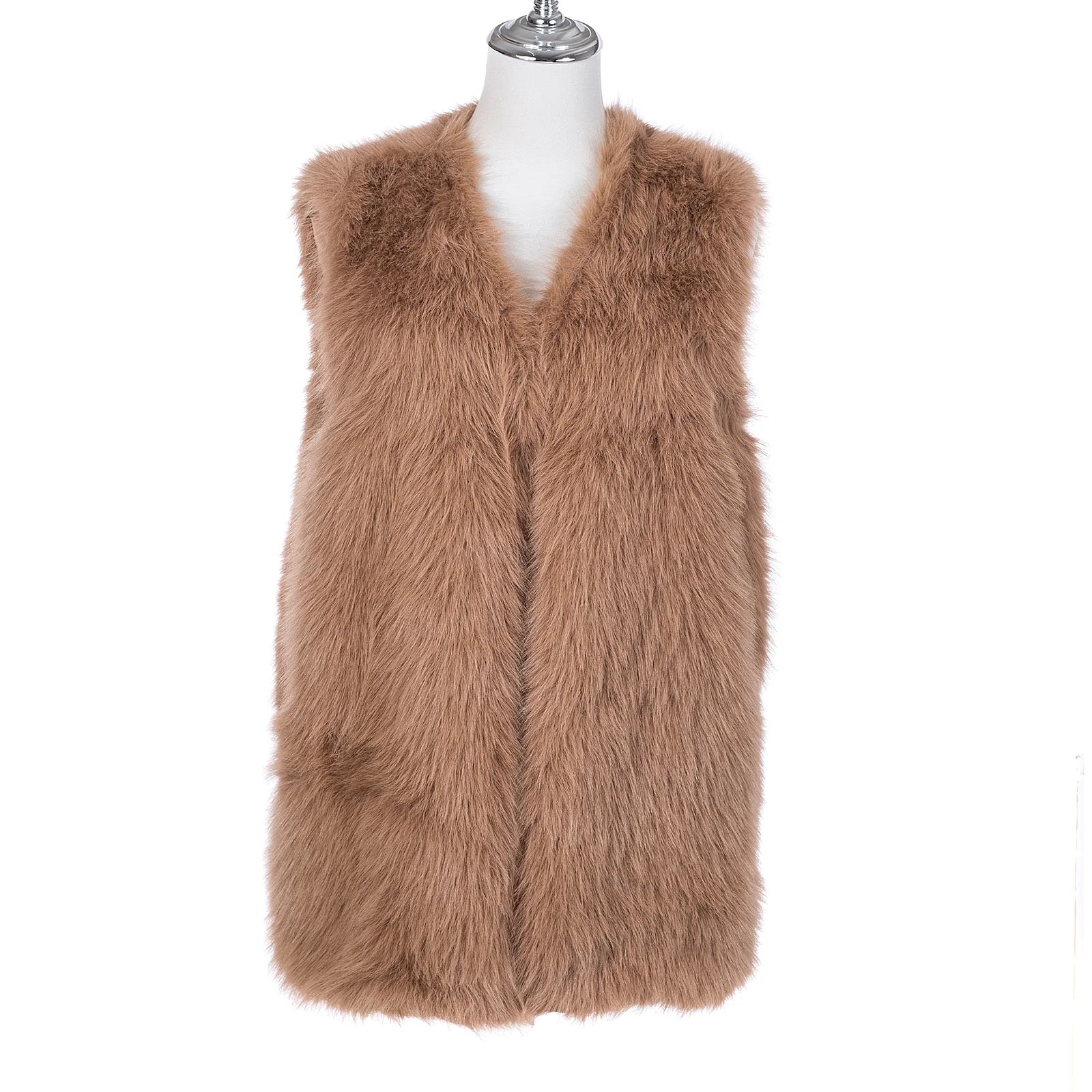 Park Lane Faux Fur Gilet - Cappuccino
