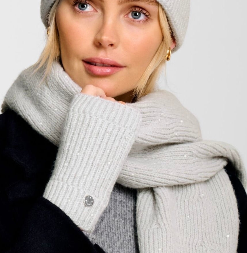 Katie Loxton Sequin Cosy Hand Warmer Gloves - Pale Grey