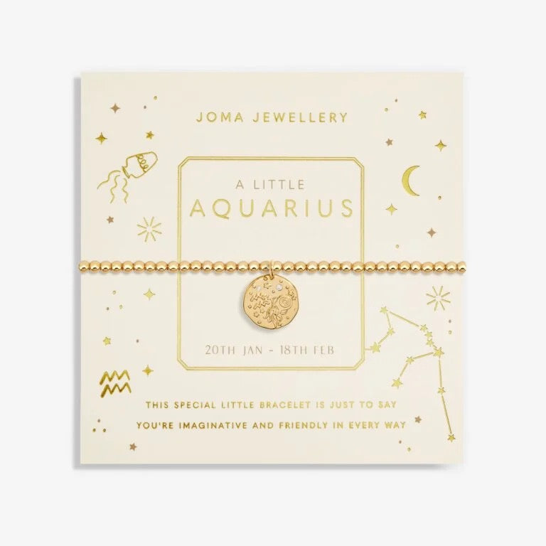 Joma Jewellery - Starsign A little Aquarius Gold Disc Bracelet