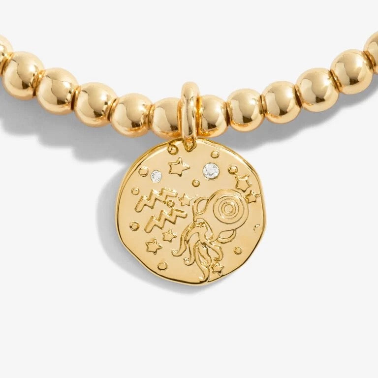 Joma Jewellery - Starsign A little Aquarius Gold Disc Bracelet