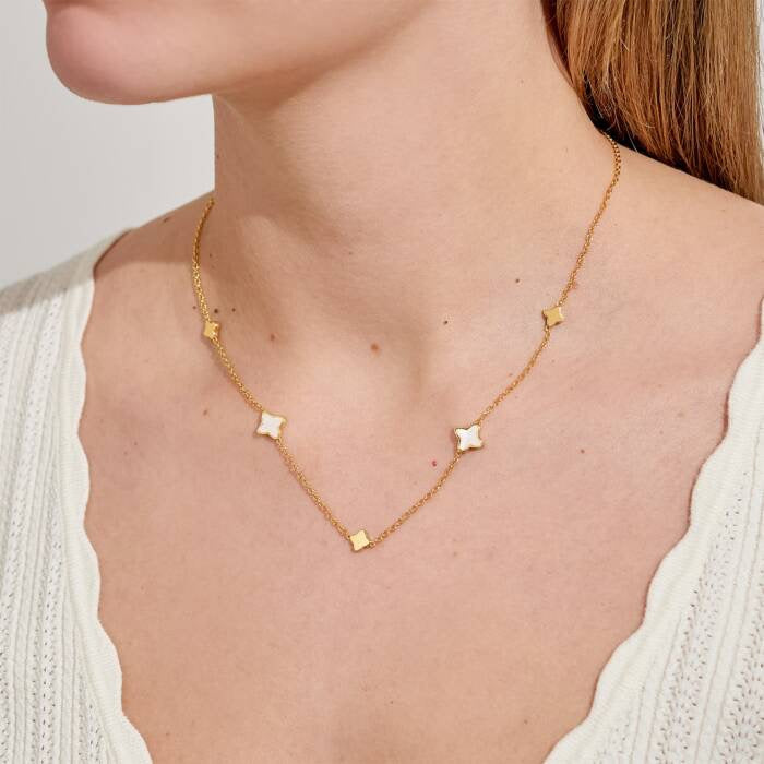 Joma Jewellery Style Stories Gold & Mother of pearl Clover Necklace