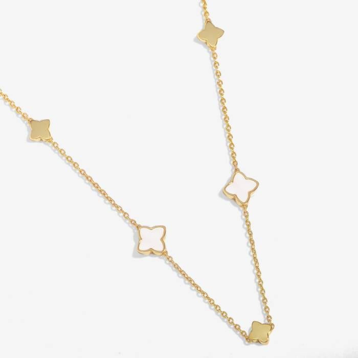 Joma Jewellery Style Stories Gold & Mother of pearl Clover Necklace