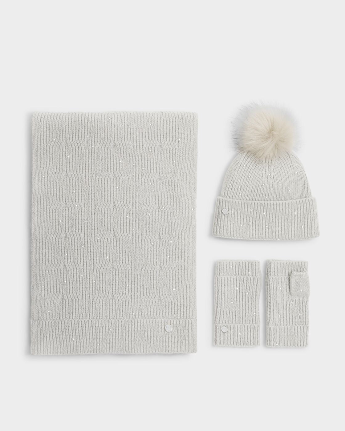 Katie Loxton Sequin Cosy Hand Warmer Gloves - Pale Grey