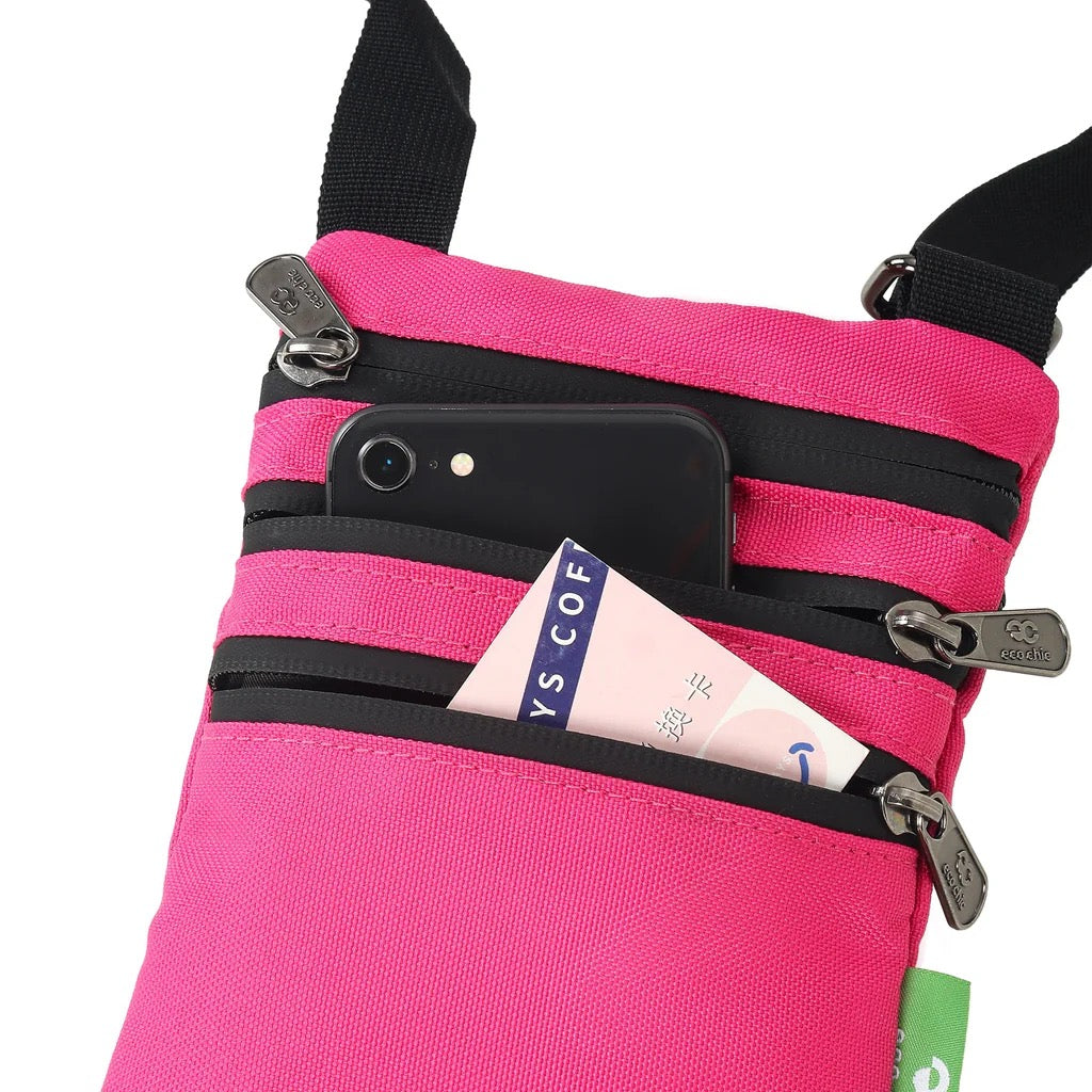 Eco Chic Recycled Phone Canvas Crossbody Bag - Fuchsia Pink