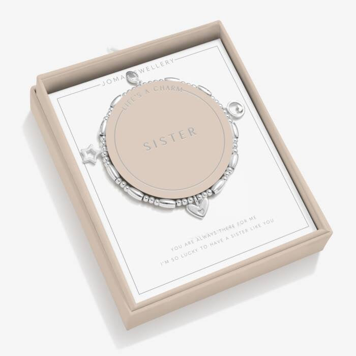 Joma Jewellery Life’s a Charm - Sister - Gift Boxed - Silver Plated Bracelet