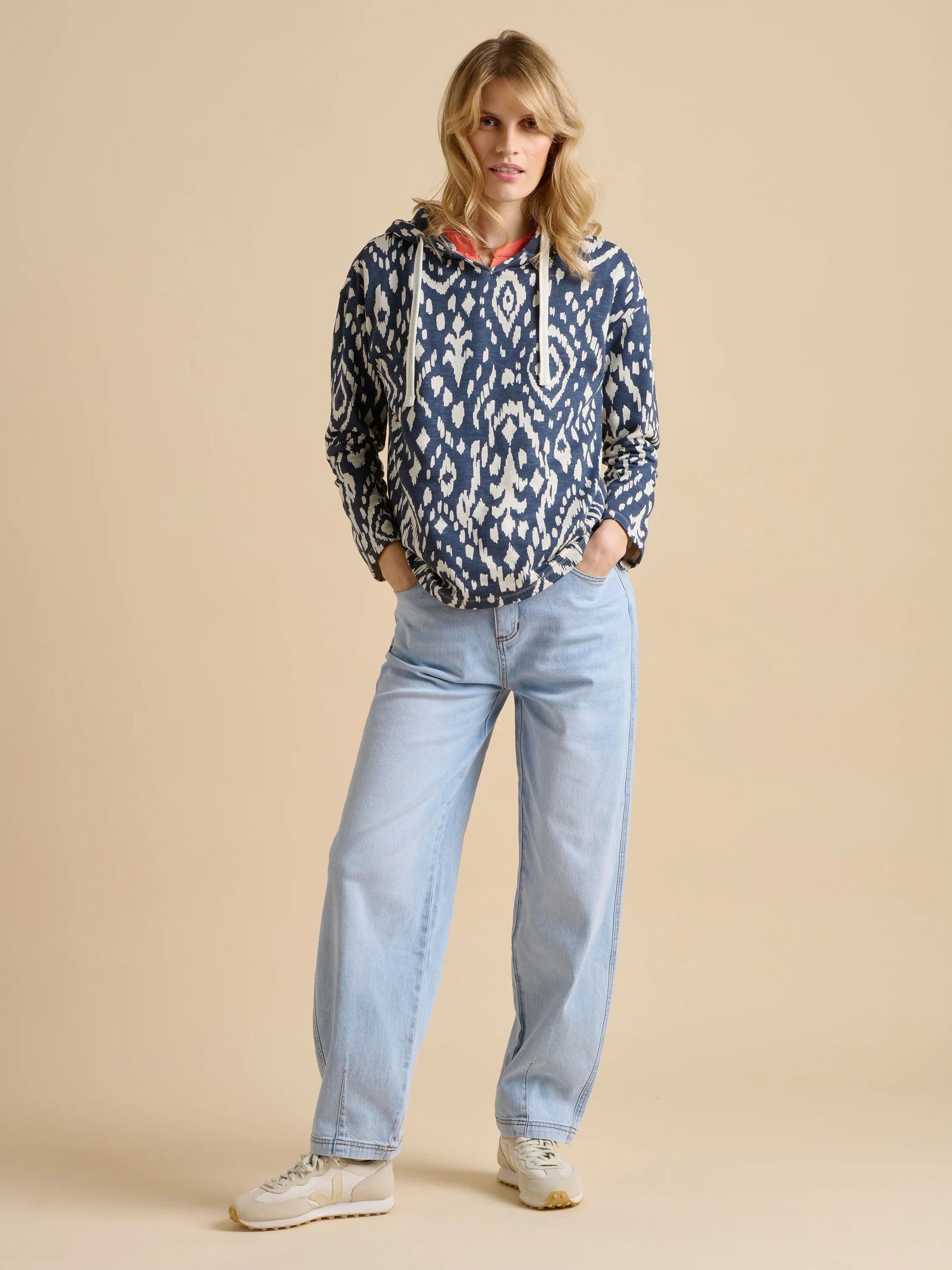 Brakeburn Ikat Beach Hoodie - Navy Blue/White