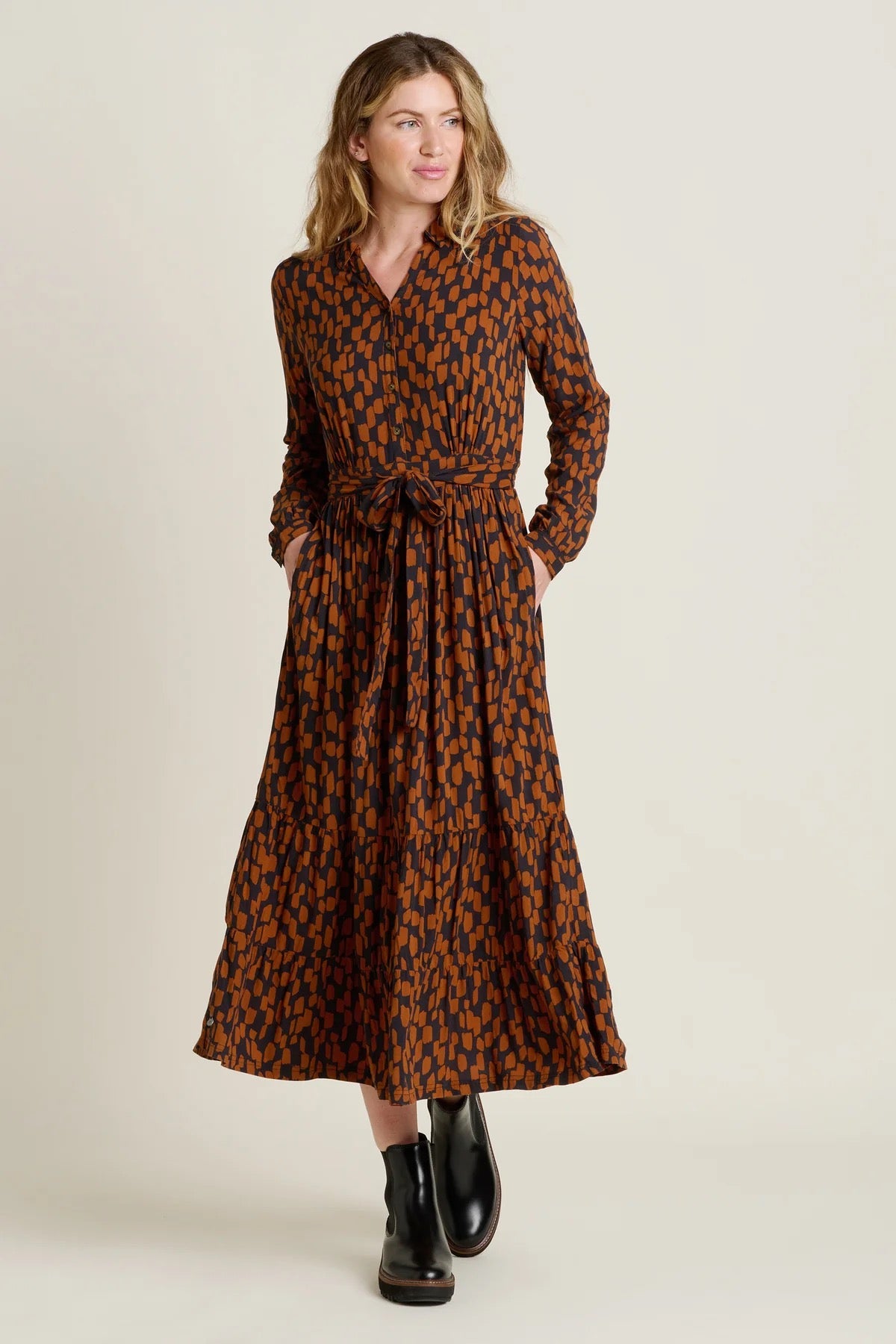 Brakeburn Brush Strokes Maxi Shirt Dress