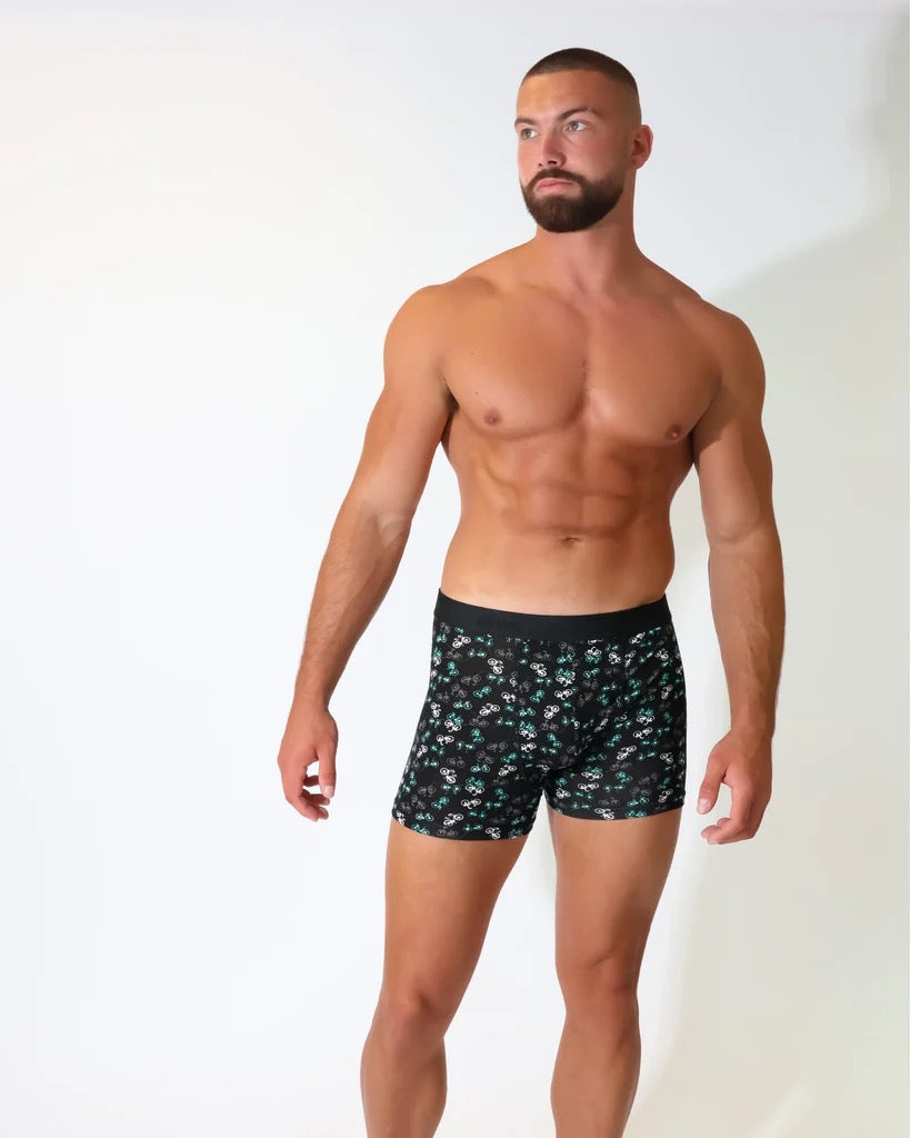 Eco Chic MENS Bamboo Boxers - Bikes - Black