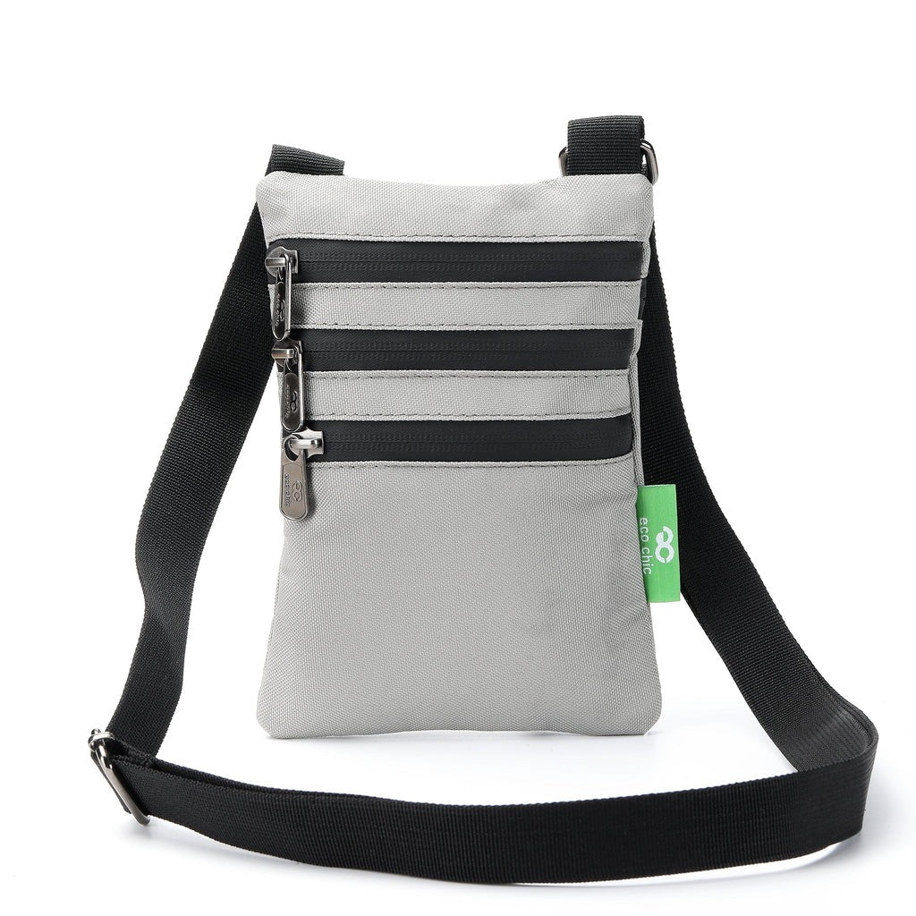 Eco Chic Recycled Phone Canvas Crossbody Bag - Concrete Grey