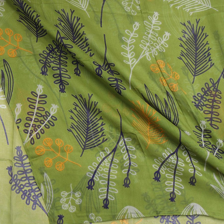 POM Organic Cotton Olive Green Fern Print Scarf