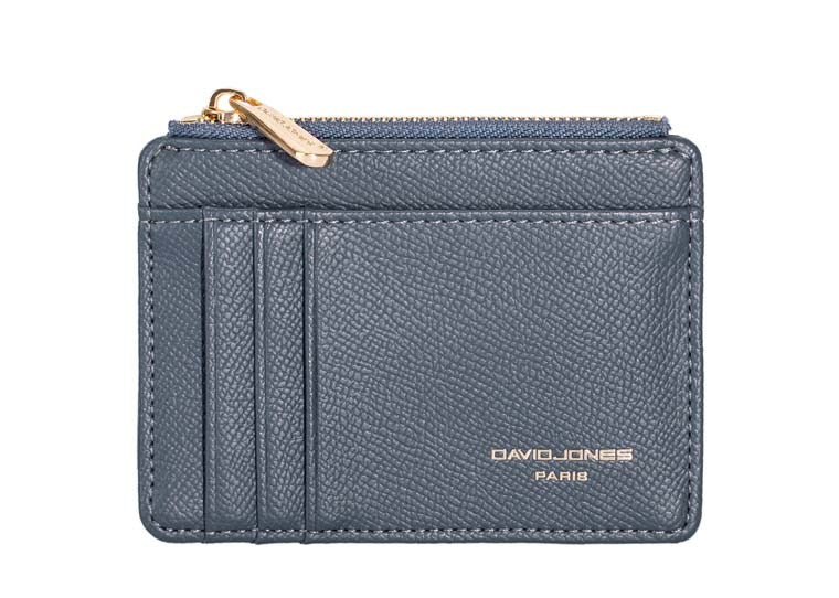 David Jones (DJ0090-1) Small Zip Coin Purse & Card Holder - Bering Sea Blue