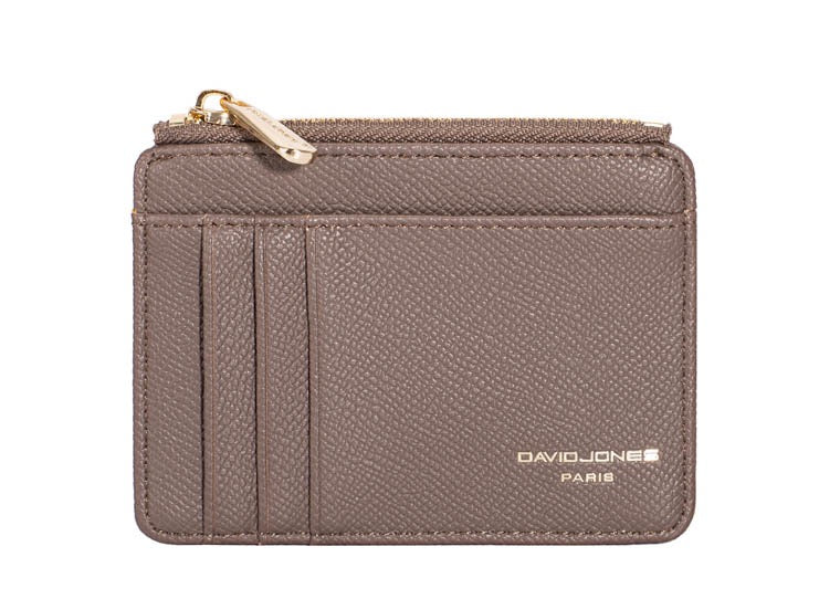 David Jones (DJ0090-1) Small Zip Coin Purse & Card Holder - Bitter Chocolate