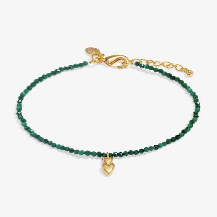 Joma Jewellery Mini Charms Malachite Gold Double Heart Bracelet