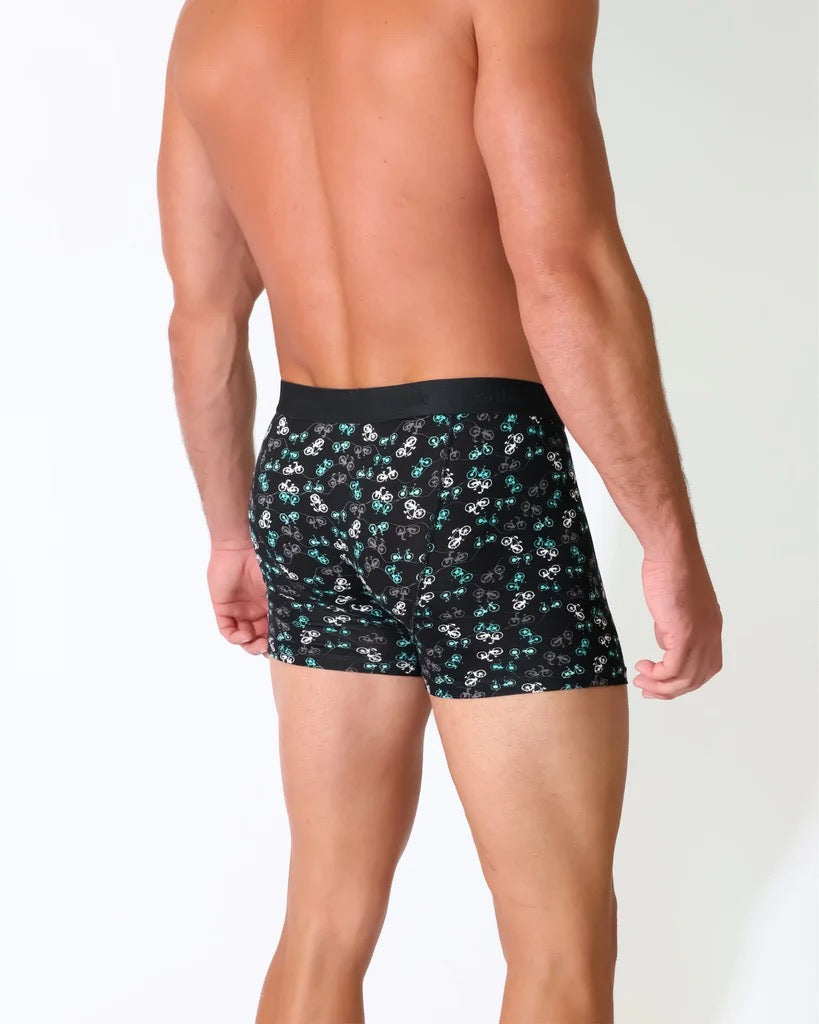 Eco Chic MENS Bamboo Boxers - Bikes - Black