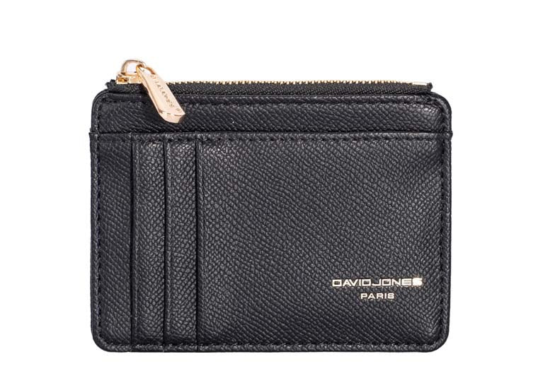 David Jones (DJ0090-1) Small Zip Coin Purse & Card Holder - Black
