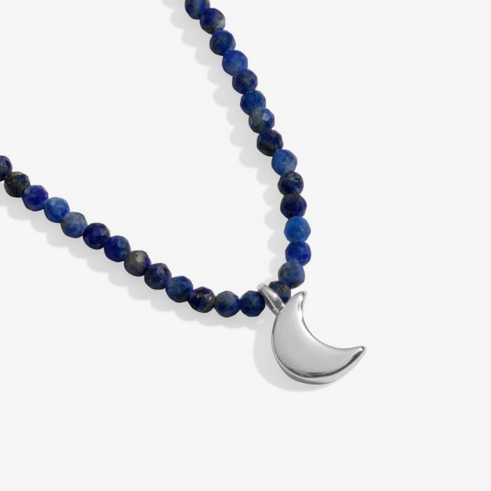 Joma Jewellery Mini Charms - Lapis Lazuli & Silver Moon - Gemstone Beaded Necklace