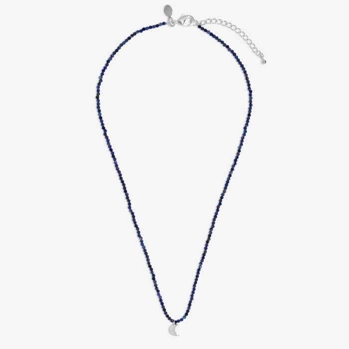 Joma Jewellery Mini Charms - Lapis Lazuli & Silver Moon - Gemstone Beaded Necklace