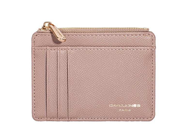 David Jones (DJ0090-1) Small Zip Coin Purse & Card Holder - Adobe Rose Pink