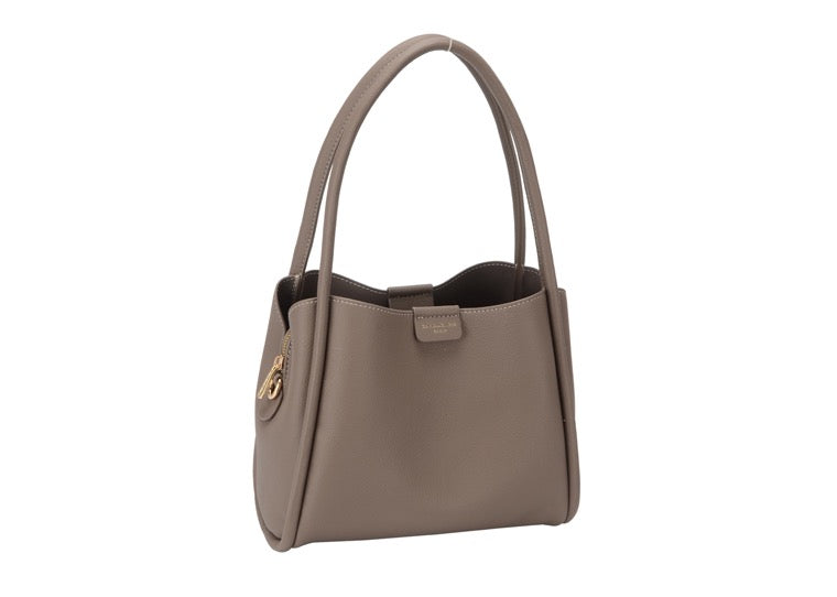David Jones Faux Leather Double Handle Medium Shoulder Handbag - (CM7425-1) - Bitter Chocolate