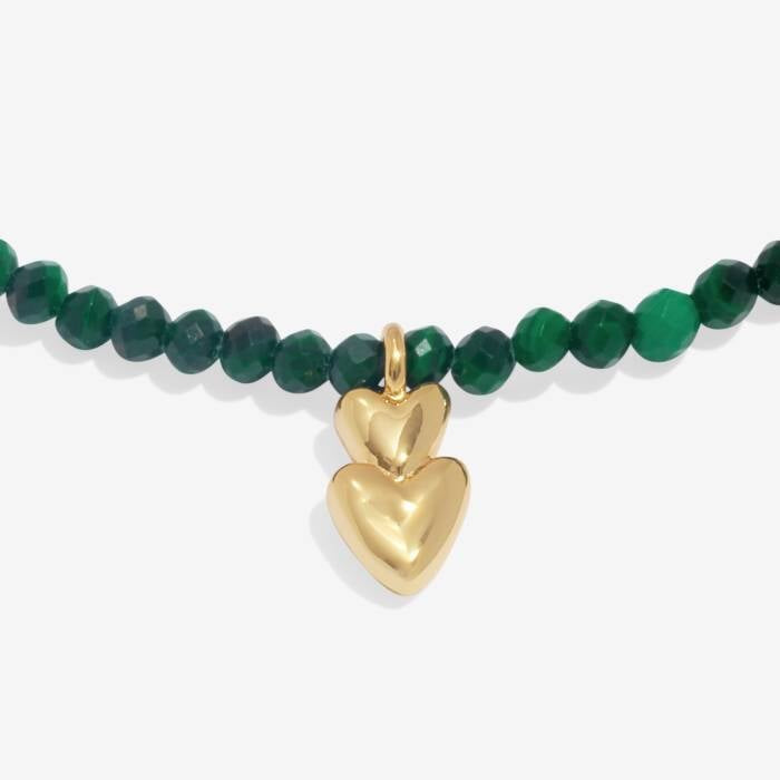 Joma Jewellery Mini Charms Malachite Gold Double Heart Bracelet