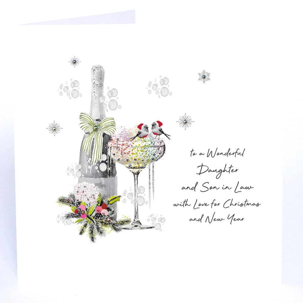 Five Dollar Shake - Daughter & Son-in-Law Bottle & Glass - LARGE Christmas Card