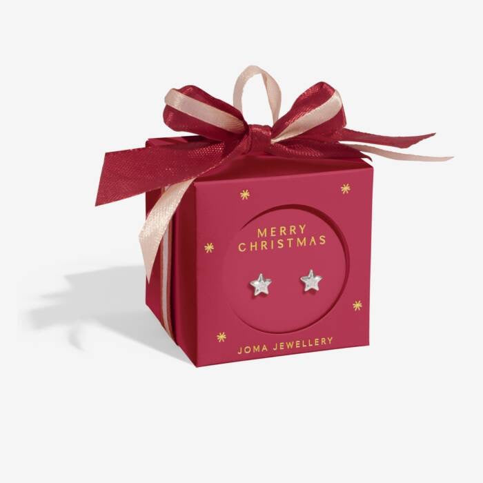 Joma Jewellery Earring Bauble - Merry Christmas - Silver Star Stud Earrings