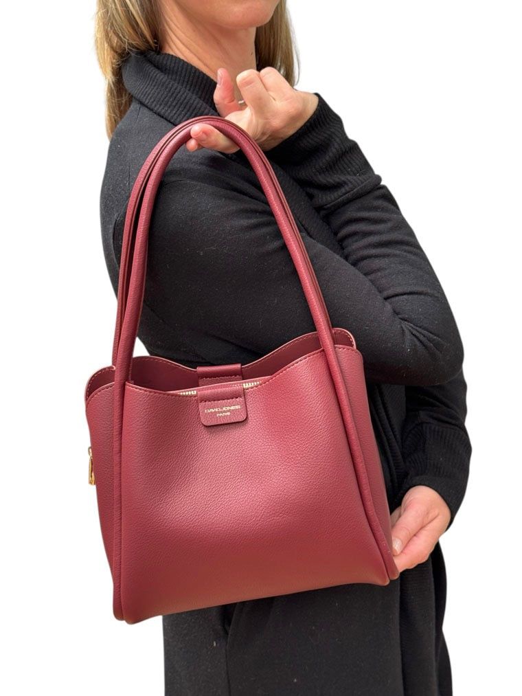 David Jones Faux Leather Double Handle Medium Shoulder Handbag - (CM7425-1) - Bering Sea Blue