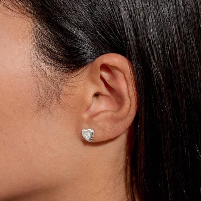 Joma Jewellery Earring Bauble - With Love - Silver Crystal Heart Stud Earrings