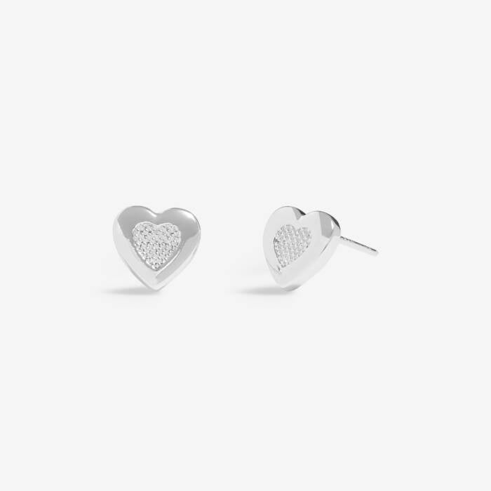 Joma Jewellery Earring Bauble - With Love - Silver Crystal Heart Stud Earrings