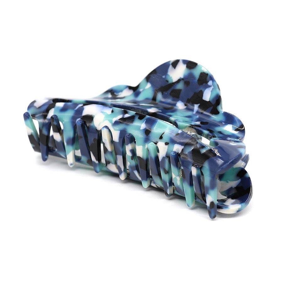 POM Blue Mix Scalloped Acrylic Claw Clip
