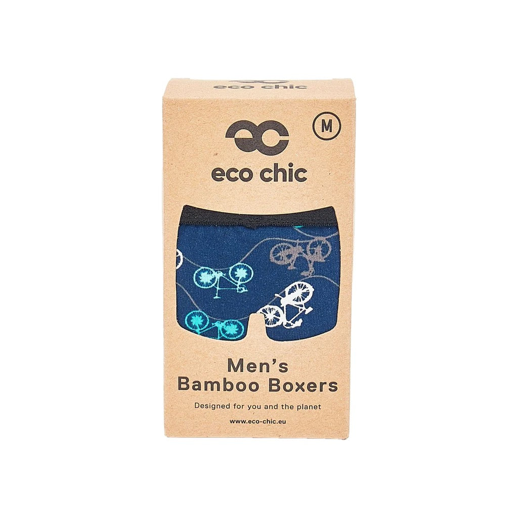 Eco Chic MENS Bamboo Boxers - Bikes - Blue