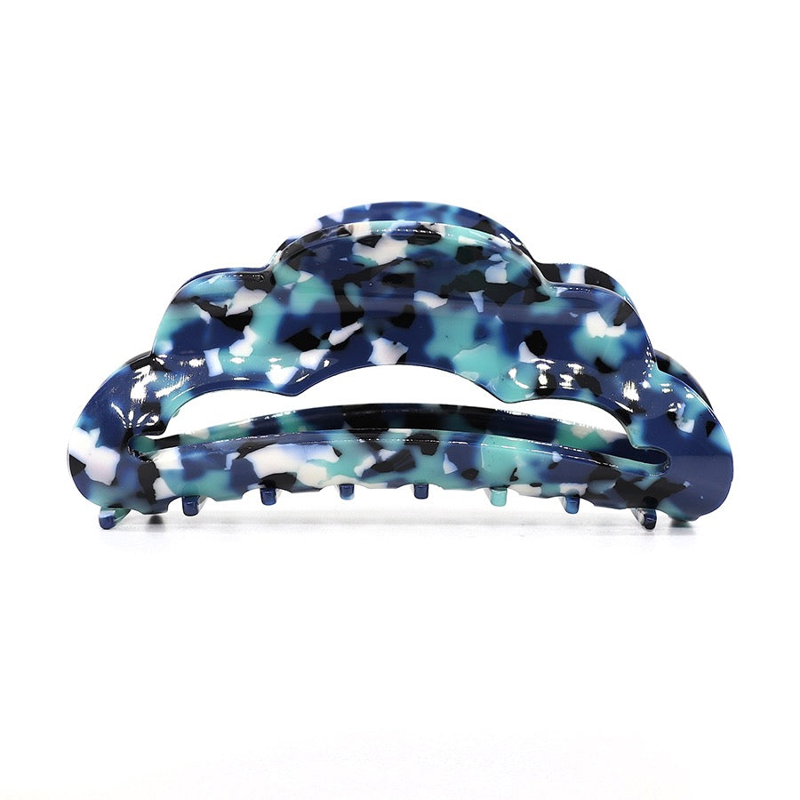 POM Blue Mix Scalloped Acrylic Claw Clip