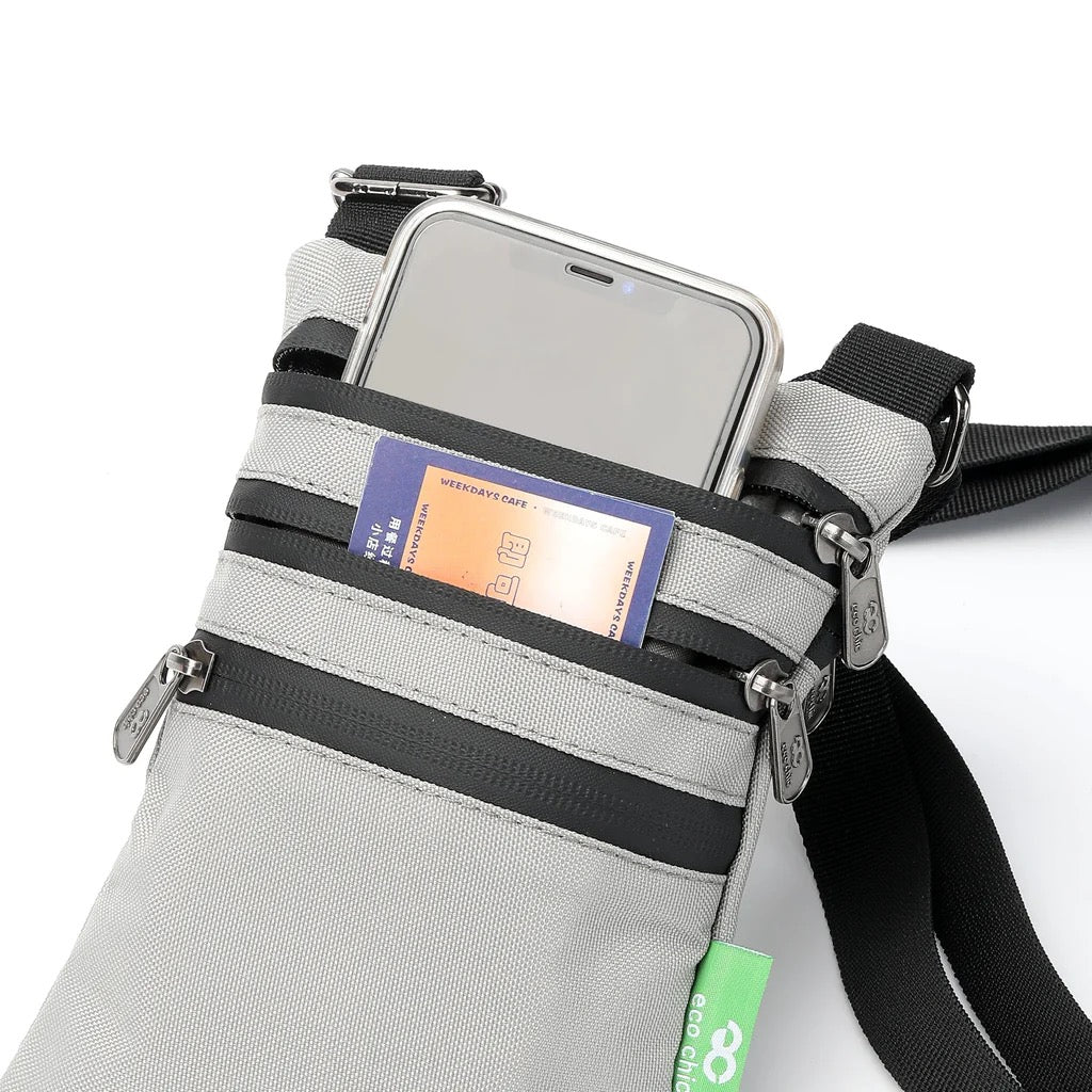 Eco Chic Recycled Phone Canvas Crossbody Bag - Concrete Grey