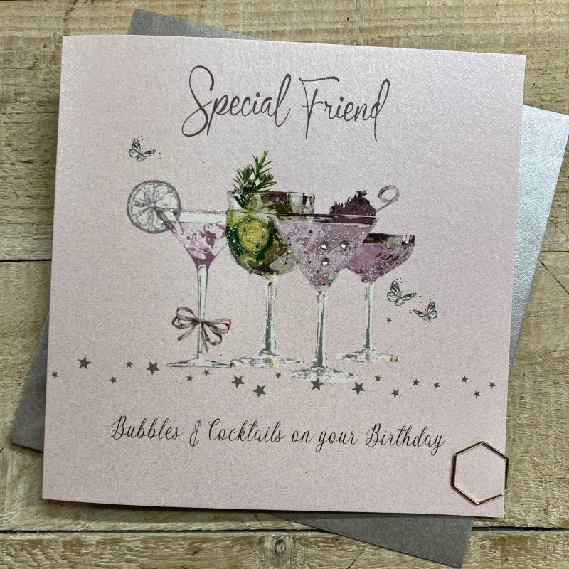 Special Friend Cocktails Blush Pink Card - White Cotton Cards