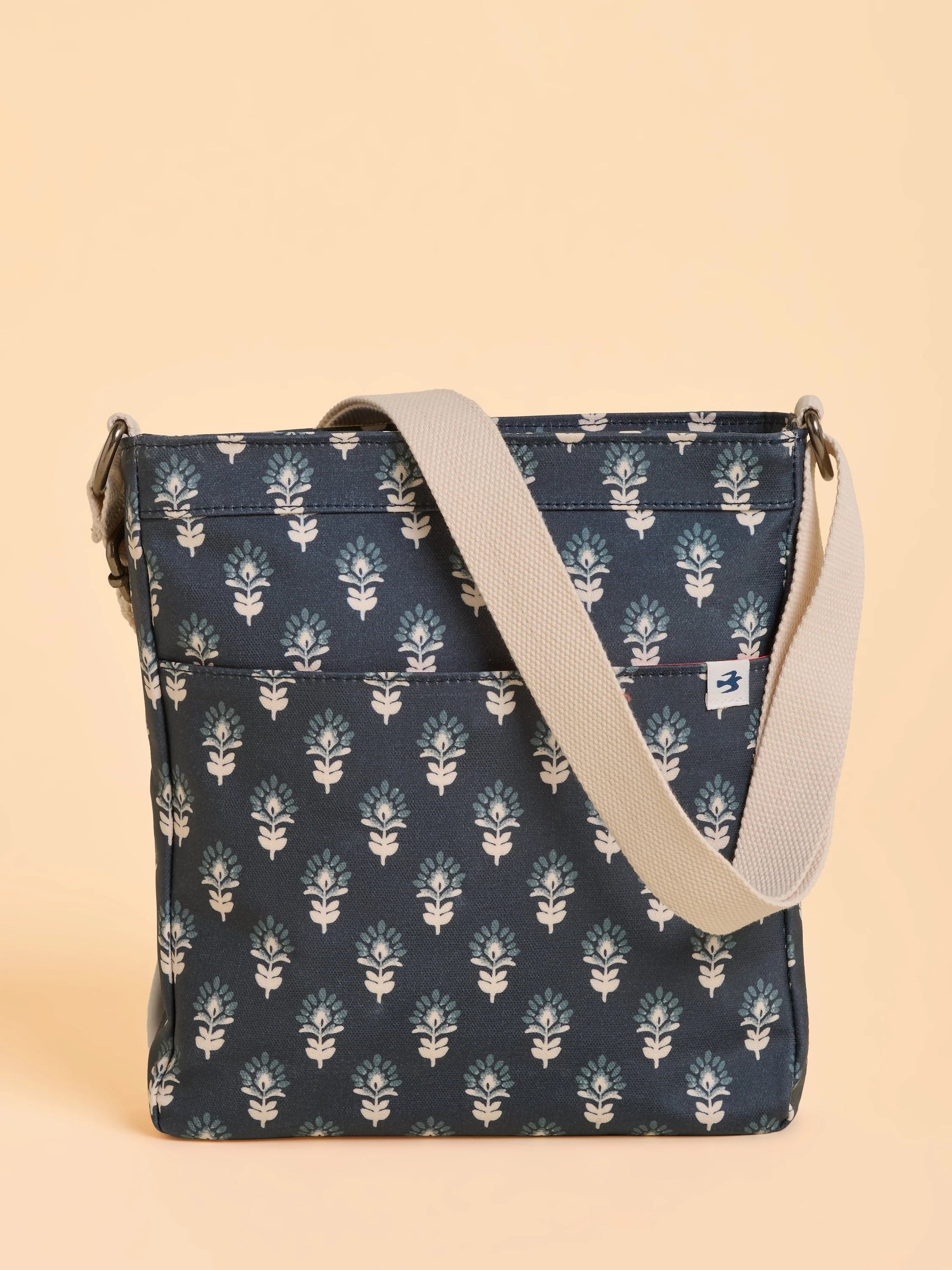 Brakeburn Henna Print Canvas Portrait Crossbody Bag - Navy