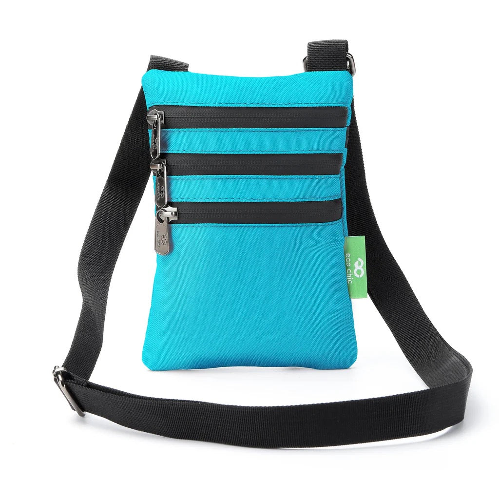 Eco Chic Recycled Phone Canvas Crossbody Bag - Bright Teal Blue