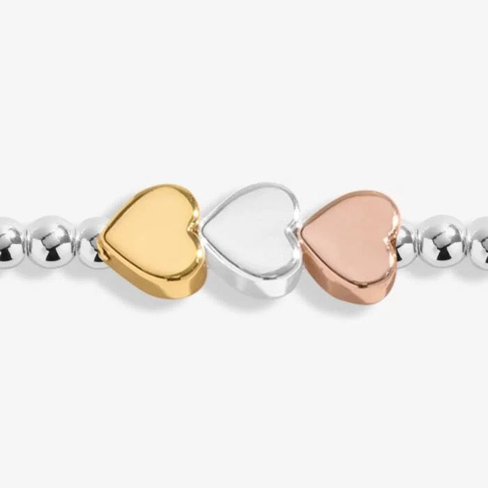Joma Jewellery - Three Tone Hearts Silver Stretch Anklet