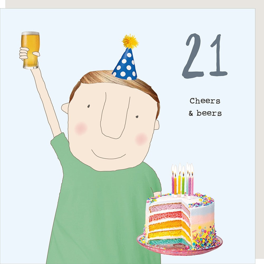 Rosie Made A Thing - Cheers & Beers 21st - Birthday Card