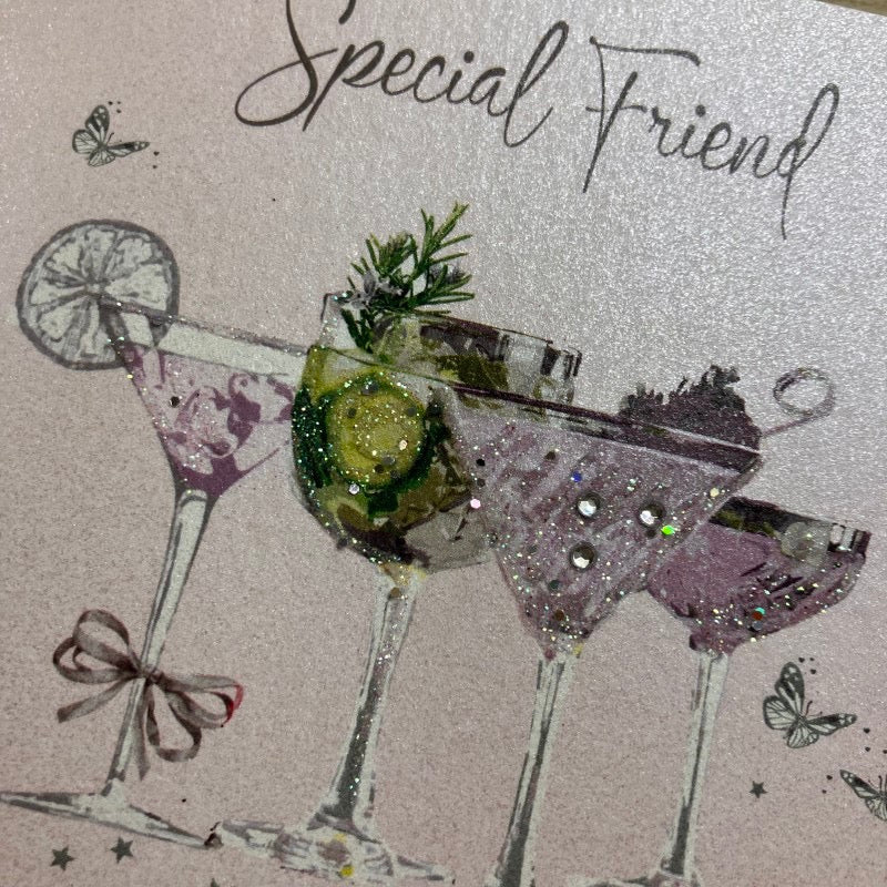 Special Friend Cocktails Blush Pink Card - White Cotton Cards