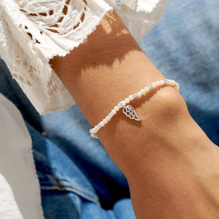 Joma Jewellery - Boho Beads Angel Wing Bracelet -White & Silver