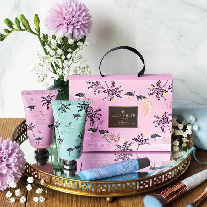 Sara Miller Ostrich & Palms Discovery Gift Set - Iced Pink