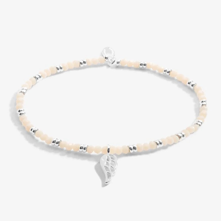 Joma Jewellery - Boho Beads Angel Wing Bracelet -White & Silver