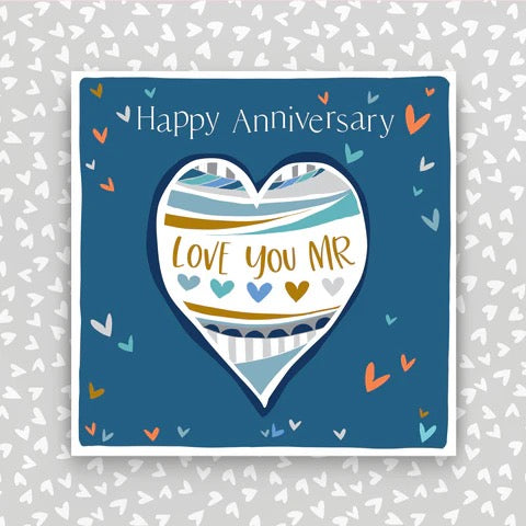 Molly Mae Happy Anniversary Love You Mr Heart Blue Card