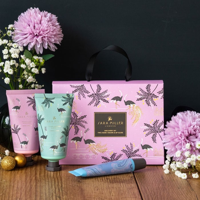 Sara Miller Ostrich & Palms Discovery Gift Set - Iced Pink