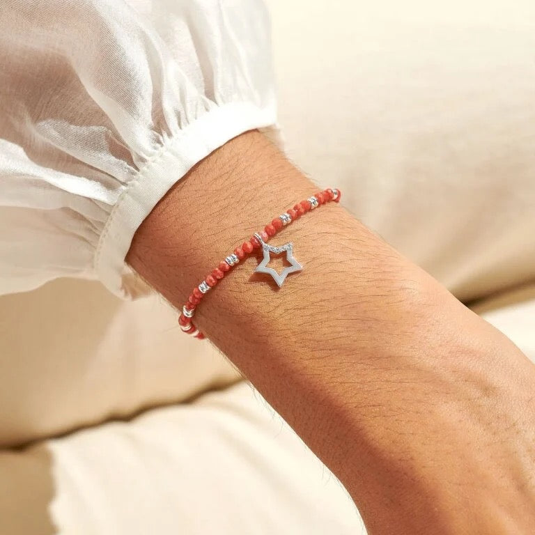 Joma Jewellery - Boho Beads Star Bracelet -Coral & Silver