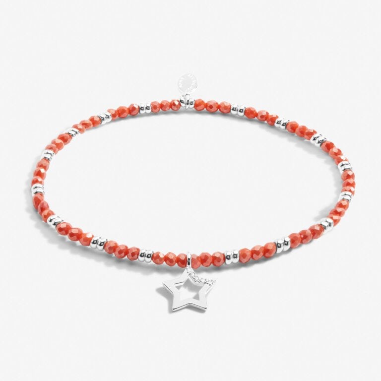 Joma Jewellery - Boho Beads Star Bracelet -Coral & Silver