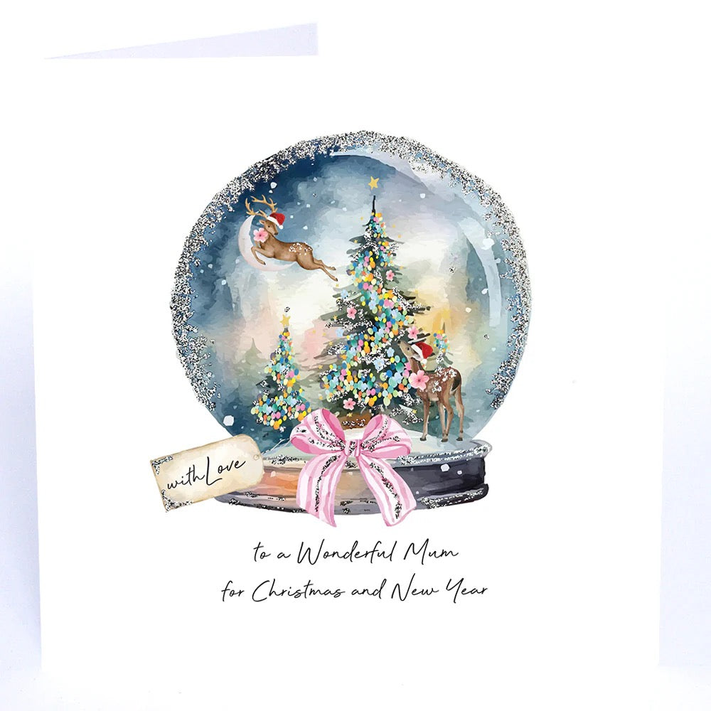 Five Dollar Shake - Wonderful Mum Reindeer Snowglobe - LARGE Christmas Card